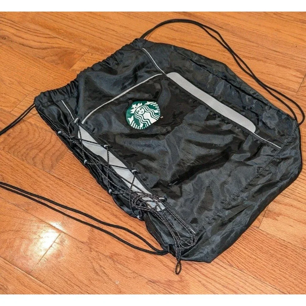 Starbucks Black Coffee Bag Cinch‎ Bag Drawstring Bag Latte Espresso Side Cord